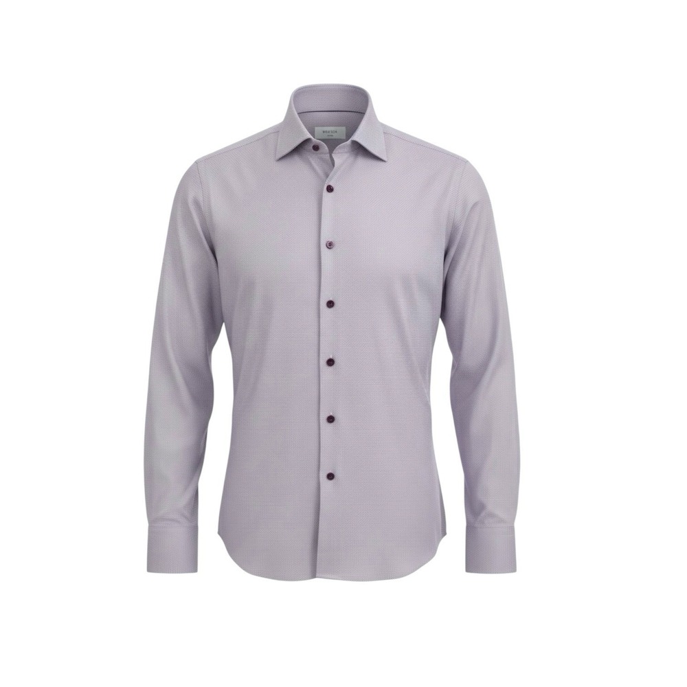 ETON Men's‎ Textured Slim Fit White Purple Geometric Button Up Size 39, 15.5